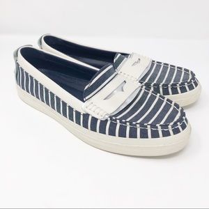 Cole Haan Navy and White Striped Loafers